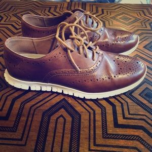 Cole Haan Tan Perforated Loafers